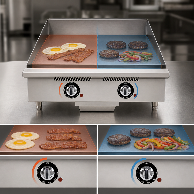 Product image #3 for Ultra-Max 24-Inch Countertop Gas Griddle with Mechanical Snap-Action Thermostat and Steel Plate