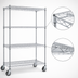 Thumbnail image #3 for Eagle Group 4-Tier Chrome Dolly Truck with 48 x 18-Inch Wire Shelves, Poly-Tread Swivel/Brake Casters