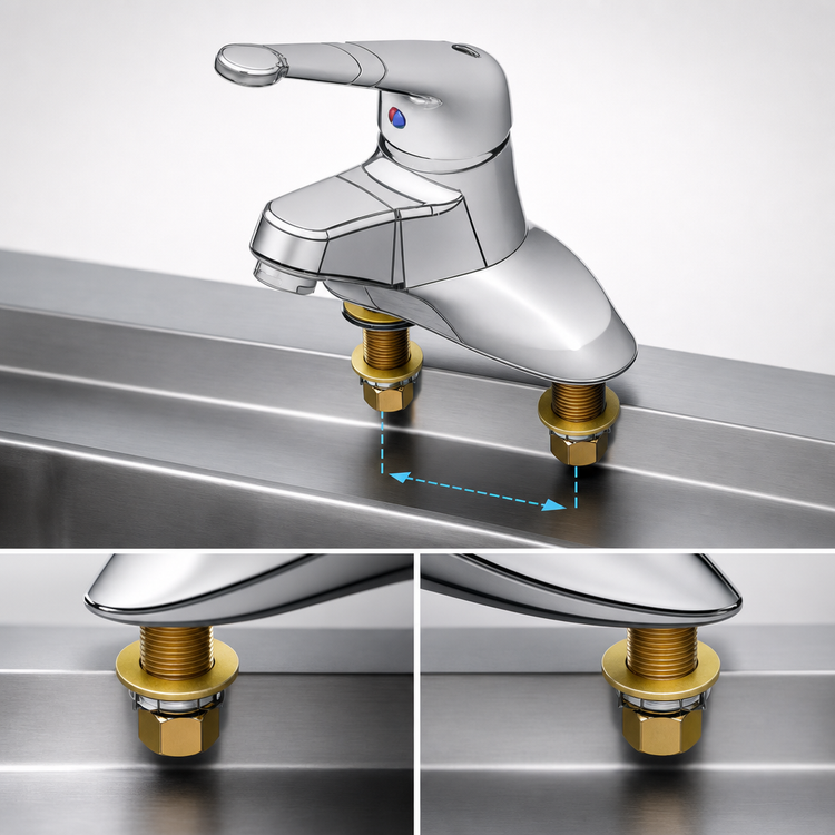 Product image #3 for T&S Brass Single-Lever Deck-Mount Manual Faucet, 4-Inch Centers, Ceramic Cartridge