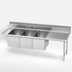 Thumbnail image #3 for Advance Tabco 143-Inch Straight 3-Compartment Sink Dishtable with 20 x 20 x 14 Inch Bowls and Right Drainboard