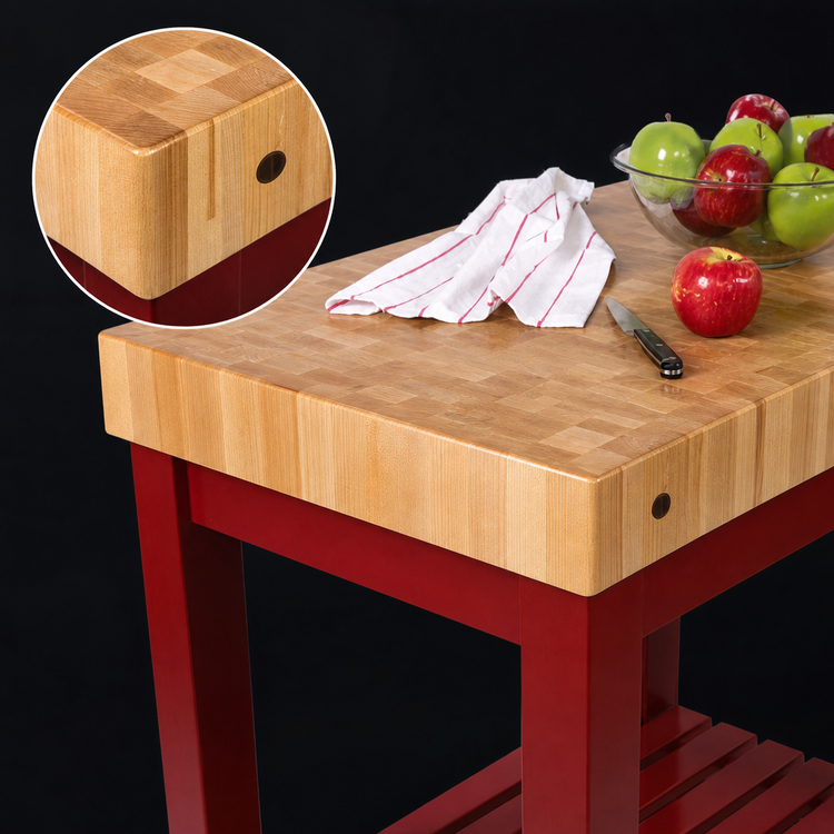 Product image #3 for John Boos Boos Block Chef's Block Butcher Block Work Table with 4-Inch End-Grain Northern Hard Rock Maple Top and Slatted Shelf