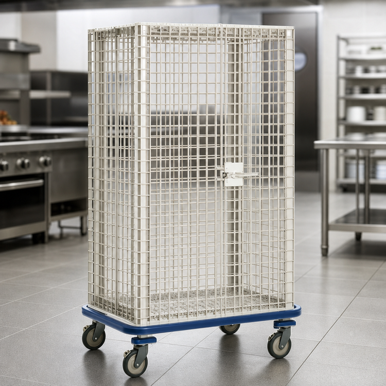 Product image #3 for MetroMax Q Mobile Wire Security Cage with Dolly and Wraparound Bumper, No Intermediate Shelves