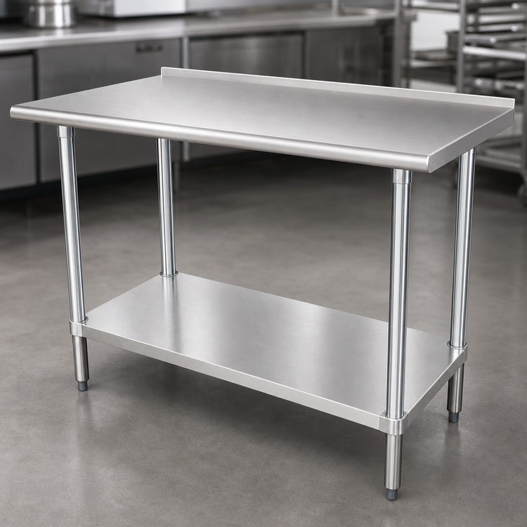 Product image #3 for Advance Tabco 30" x 30" Stainless Steel Work Table with Adjustable Undershelf and 1-1/2" Rear Backsplash