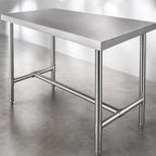 Thumbnail image #3 for Klinger's Trading HST2472 72-Inch x 24-Inch 18-Gauge 430 Stainless Steel Work Table with Open H-Frame Base