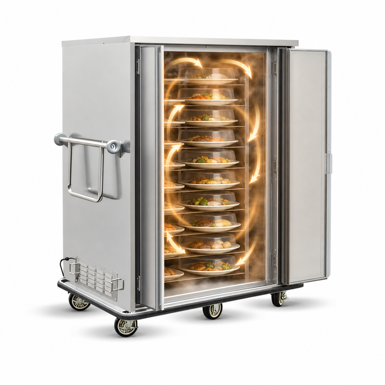Product image #4 for FWE P-Series Humi-Temp Heated Banquet Cart with Double Doors, 180 Covered Plate Capacity