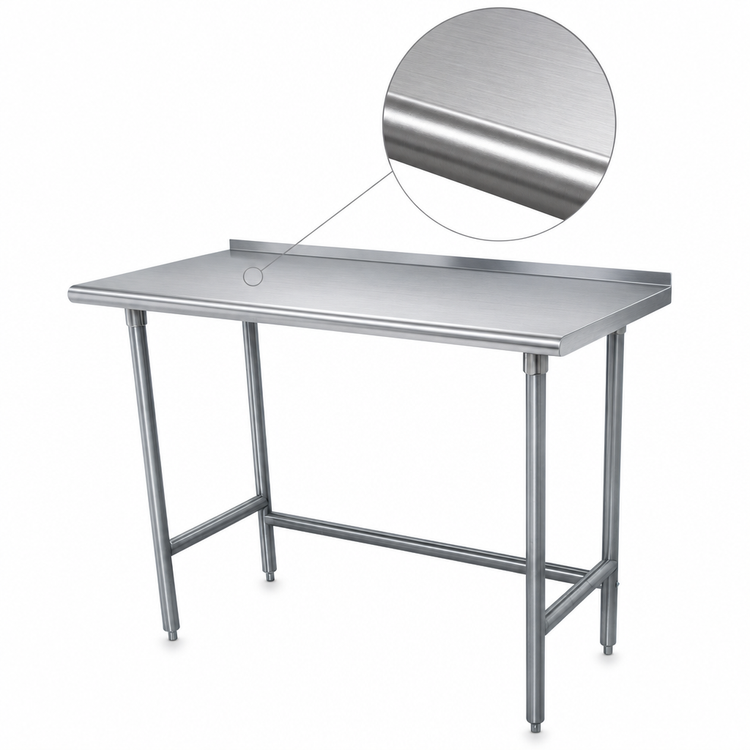 Product image #3 for Advance Tabco Special Value Series 72 Inch x 30 Inch 16 Gauge 304 Stainless Steel Open Base Work Table with 1-1/2 Inch Rear Up-Turn