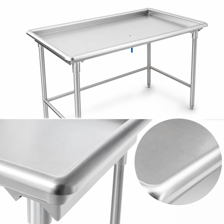 Product image #3 for John Boos 60-7/8 x 30-3/8 Inch Stainless Steel Sorting Table with 2-1/4 Inch Raised Edge