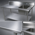 Thumbnail image #3 for John Boos 60-Inch Right-Side Prep Sink Work Table, 16-Gauge 300 Series Stainless Steel Top, 5-Inch Backsplash, Galvanized Base