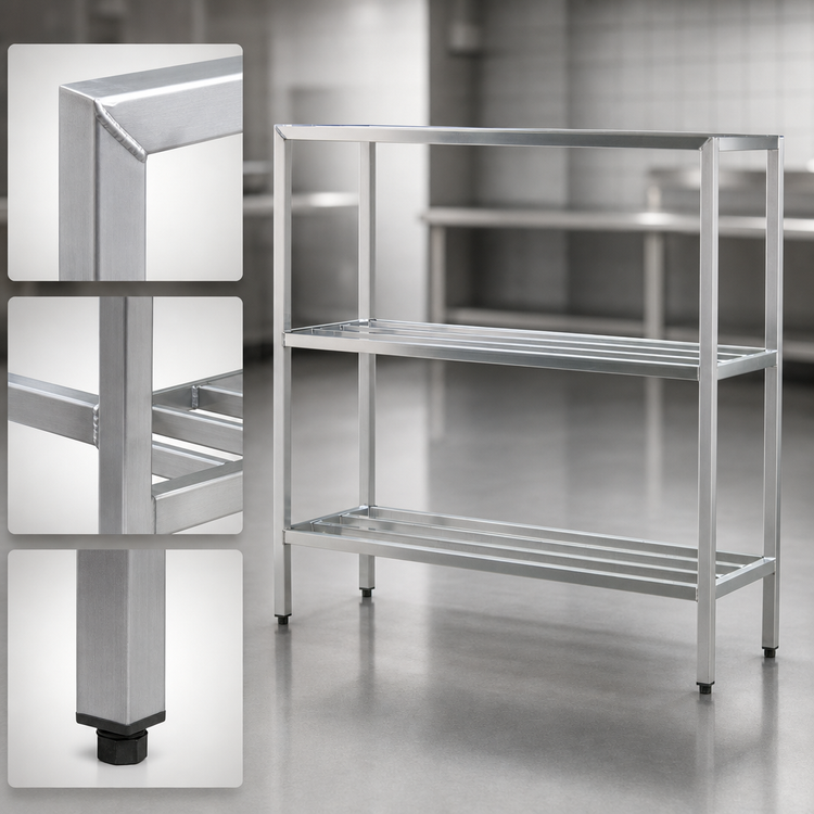 Product image #3 for New Age H.D. Series All Welded 3-Tier Heavy Duty Aluminum Shelving Unit, 42W x 24D x 60H