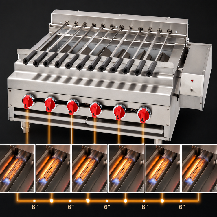 Product image #3 for American Range ARKB-36-R Countertop Gas Rotisserie Kebob Broiler, 42-Inch Wide, 12-Skewer Capacity