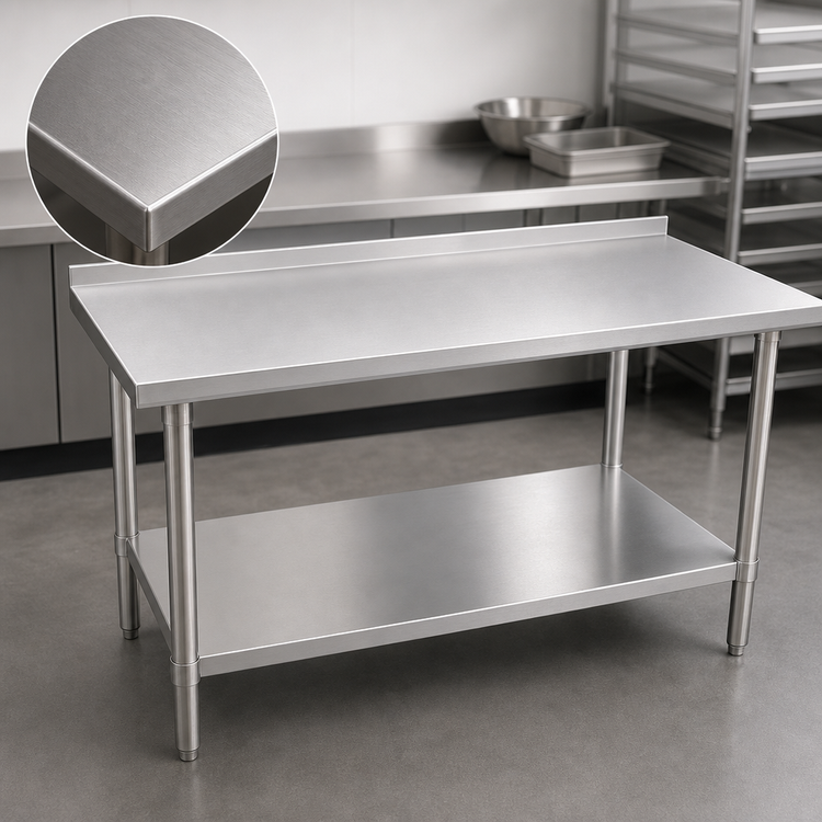 Product image #3 for John Boos Stallion 72-Inch x 24-Inch Stainless Steel Work Table with Rear Up-Turn and Undershelf