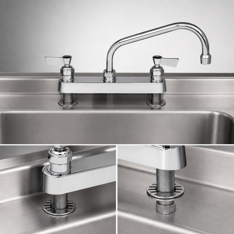 Product image #3 for Fisher Low-Lead Brass 8-Inch Center Deck Mount Manual Faucet with 10-Inch Swing Spout