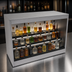 Thumbnail image #3 for Glastender 48-Inch Open Front Back Bar Liquor Display Cabinet with 3 Steps and LED Lighting