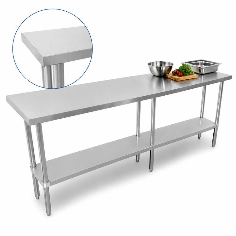 Product image #3 for Sapphire 84-Inch x 14-Inch Stainless Steel Flat Top Worktable with Undershelf