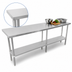 Thumbnail image #3 for Sapphire 84-Inch x 14-Inch Stainless Steel Flat Top Worktable with Undershelf