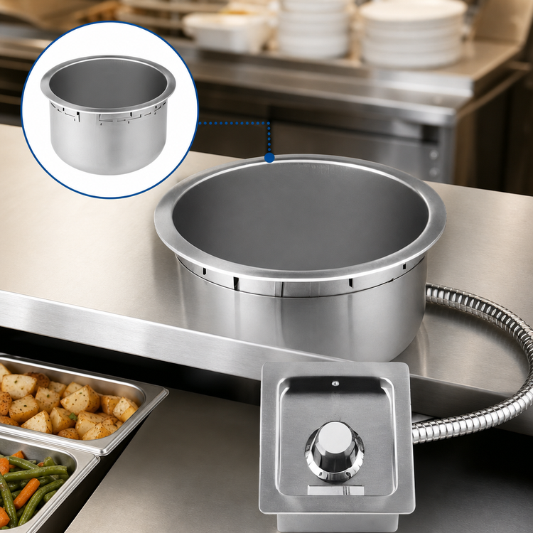 Product image #3 for Wells SS-10TDU 11 Qt Top-Mount Round Drop-In Food Warmer with Drain, Thermostatic, 208/240V