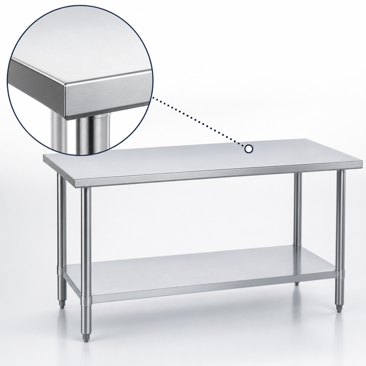 Product image #3 for Duke Stainless Steel Work Table with Undershelf and Posts, 48 x 36 x 36 Inches