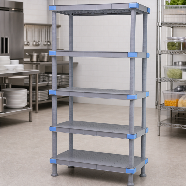 Product image #3 for Quantum Millenia 48" W x 24" D x 62" H Polymer Solid Shelving Unit, 5-Shelf Stationary Starter Unit