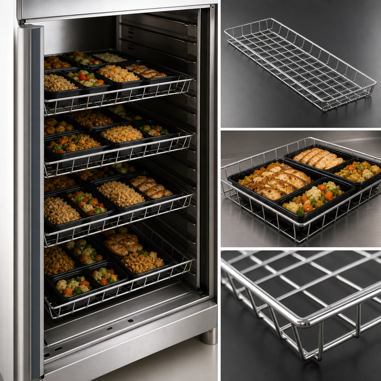 Product image #3 for Cres Cor Chrome Plated Wire Basket for Cook and Hold Ovens, 13-3/8 x 25-7/8 x 2-5/8