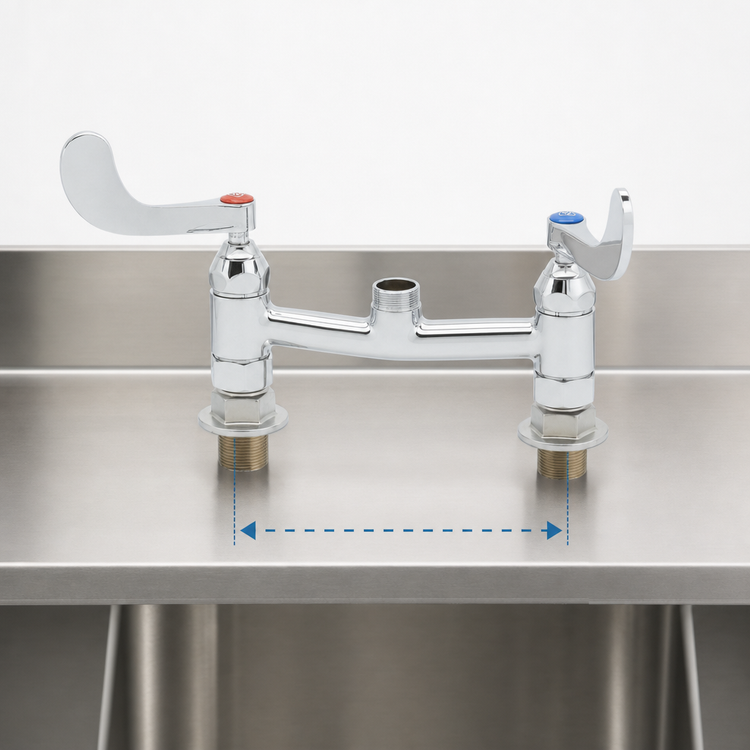 Product image #3 for T&S Brass 8-Inch Adjustable Center Deck Mount Mixing Faucet, Less Nozzle