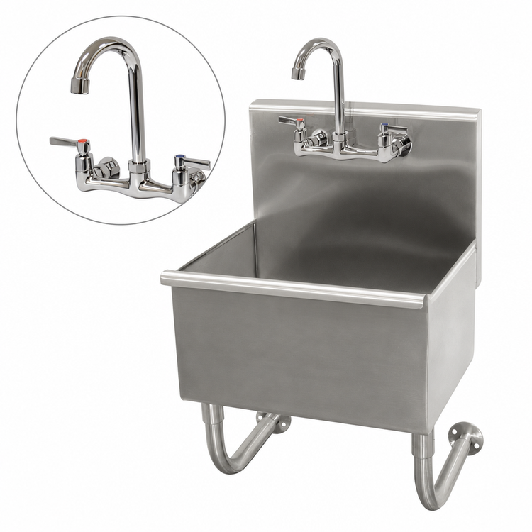 Product image #3 for Advance Tabco Wall-Mounted Stainless Steel Service Sink with Gooseneck Faucet
