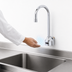 Thumbnail image #3 for ChekPoint Electronic Touchless Wall-Mount Gooseneck Faucet with Thermostatic Mixing Valve