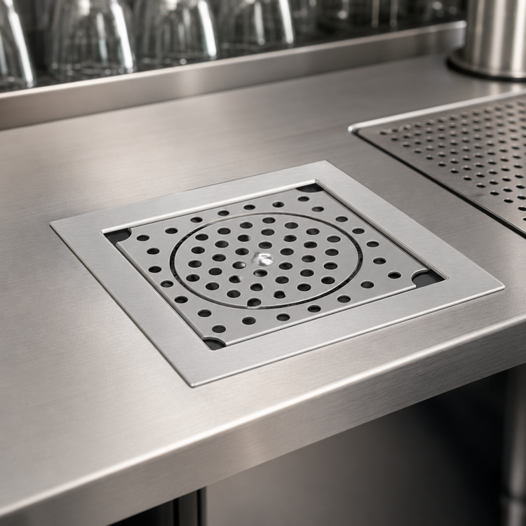 Product image #3 for Eagle Spec-Bar Drop-In Glass Rinser Trough, 8 x 8 Inch, Type 300 Stainless Steel