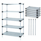Thumbnail image #3 for Quantum WR74-2442SG-5 Stationary Solid Shelving Starter Unit, 42 in W x 24 in D x 74 in H, 5 Shelves, Galvanized Steel