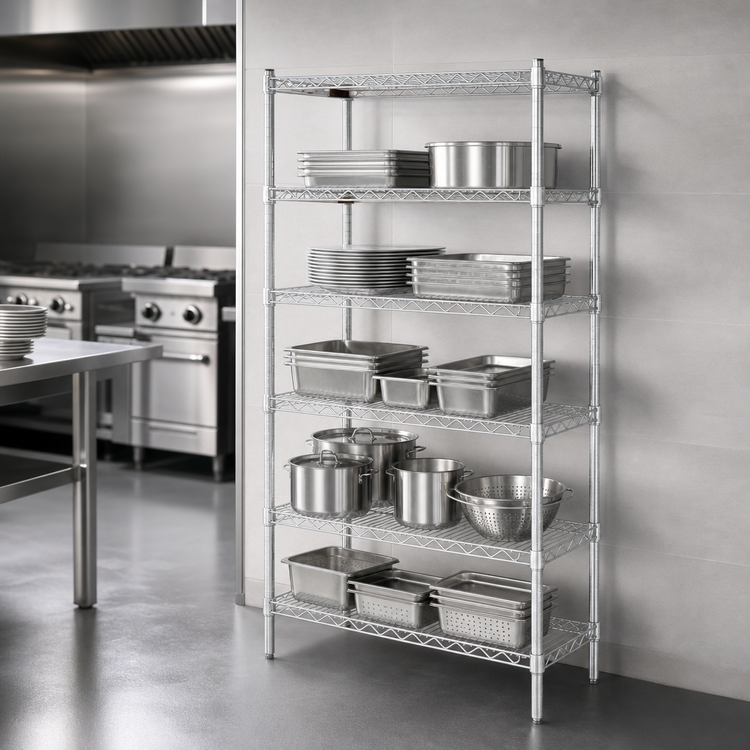 Product image #3 for EAGLEbrite 5-Tier Starter Wire Shelving Unit, 30"W x 21"D x 86"H, Zinc Finish