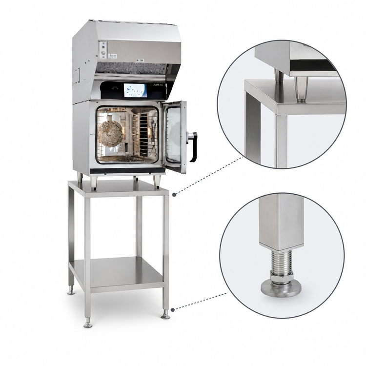 Product image #3 for Convotherm Stainless Steel Open Base Equipment Stand with Adjustable Legs for 6.10 MINI Combi Oven