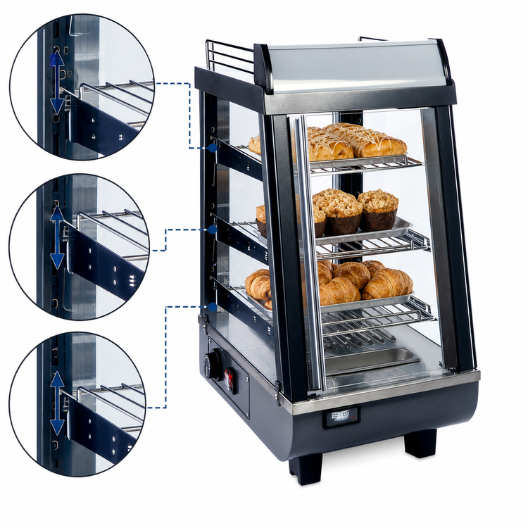 Product image #4 for Winco Heated Countertop Food Display Merchandiser, 13-1/2 Inch Wide, 3-Shelf