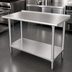 Thumbnail image #3 for Advance Tabco FSS-300 30-Inch Square 14-Gauge 304 Stainless Steel Corner Work Table with Undershelf and 1-1/2-Inch Rear Up-Turn