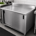Thumbnail image #3 for Advance Tabco CK-SS-305M Enclosed Stainless Steel Work Table, 60 x 30 Inches, with Sliding Doors, Mid-Shelf, and 5 Inch Backsplash