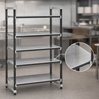 Thumbnail image #3 for Cambro Camshelving® Elements EXU213684S5480 5-Tier Solid Polymer Shelving Unit, Stationary Starter, 21 x 36 x 84 in., Speckled Gray