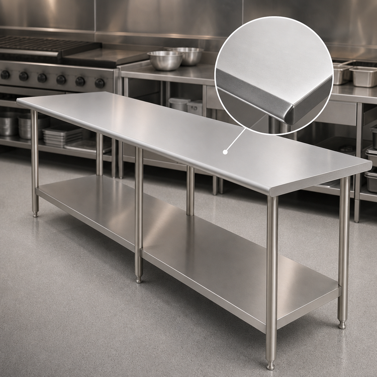 Product image #3 for Eagle Group Budget Series 144-Inch x 24-Inch 430 Stainless Steel Work Table with Adjustable Undershelf