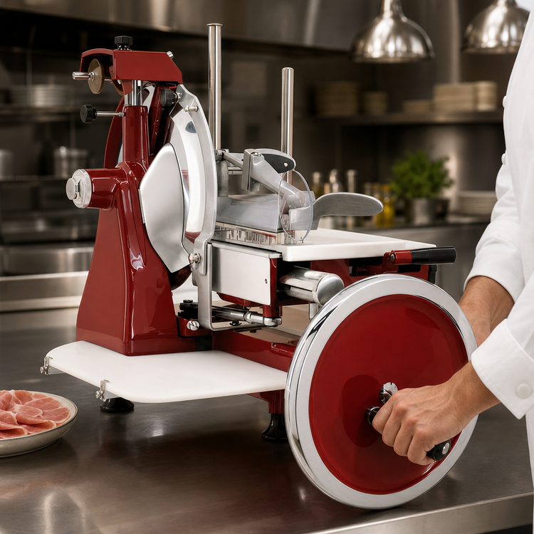 Product image #4 for Volano Trento 14-9/16-Inch Manual Flywheel Meat Slicer with Built-In Sharpener