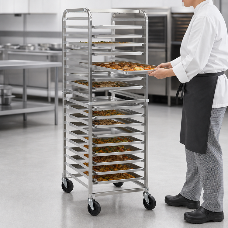 Product image #3 for Full-Height Mobile Knock-Down Utility Pan Rack for 20 Full-Size 18 x 26 Pans