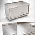 Thumbnail image #3 for John Boos 72 Inch x 30 Inch Enclosed Cabinet Base Work Table with Sliding Doors and 1-1/2 Inch Rear Riser