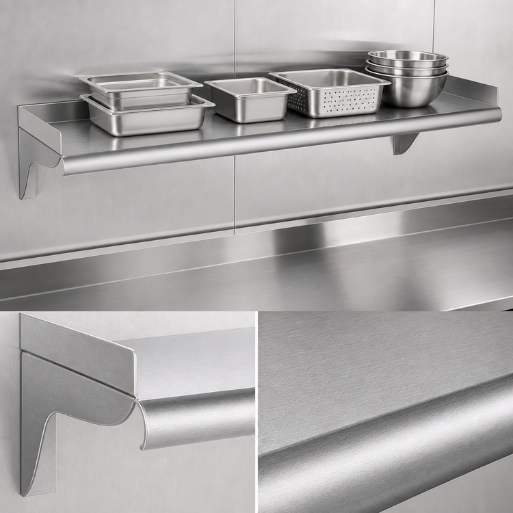 Product image #3 for Eagle Group 72-Inch Wall-Mounted Shelf, 10-Inch Deep, 16-Gauge Type 430 Stainless Steel