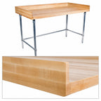 Thumbnail image #3 for BK Resources MBTSOB-8436 Hard Maple Bakers' Table, Stainless Steel Open Base, 84 x 36 x 38-3/4 in, 1-3/4-in Top, 4-in Risers