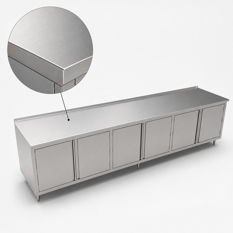 Product image #3 for John Boos Enclosed Cabinet Base Work Table with Hinged Doors, 144 x 24 Inches, 16-Gauge Stainless Steel Top