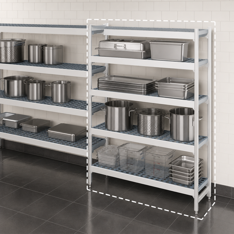 Product image #3 for Fermostock 4-Tier Polymer Shelving Expansion Kit, 71 in. H x 42 in. W x 22 in. D