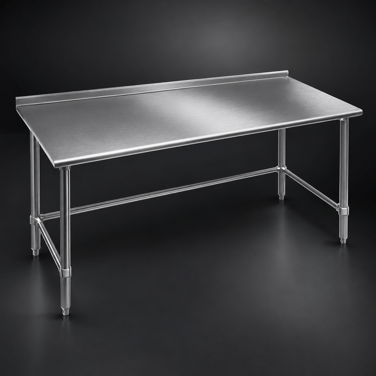 Product image #3 for Eagle Group Budget Series 108 Inch x 36 Inch 430 Stainless Steel Work Table with 1-1/2 Inch Rear Up-Turn