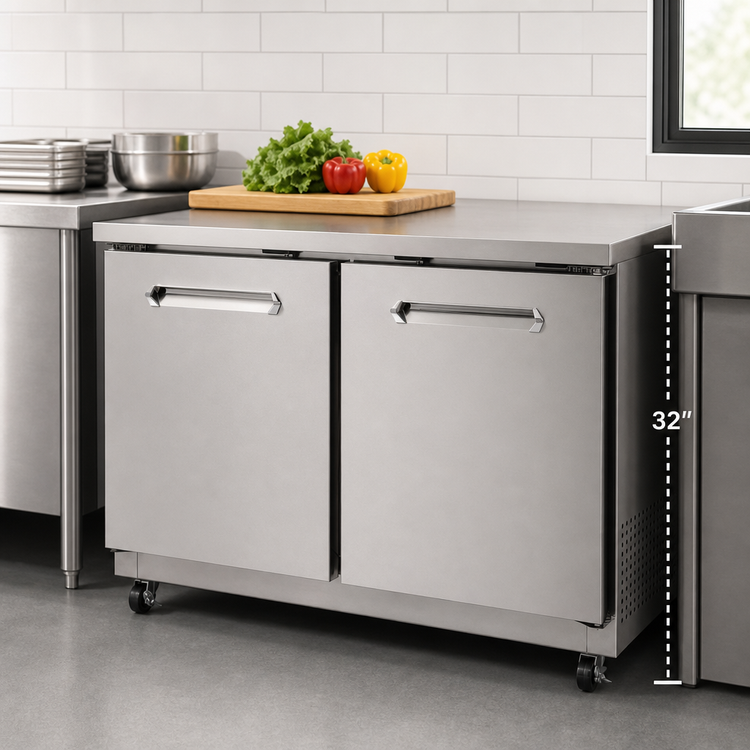 Product image #3 for Kelvinator Commercial Two-Section ADA Height Undercounter Freezer, 48-Inch Wide, 12 Cu. Ft., Rear-Mounted Self-Contained Refrigeration