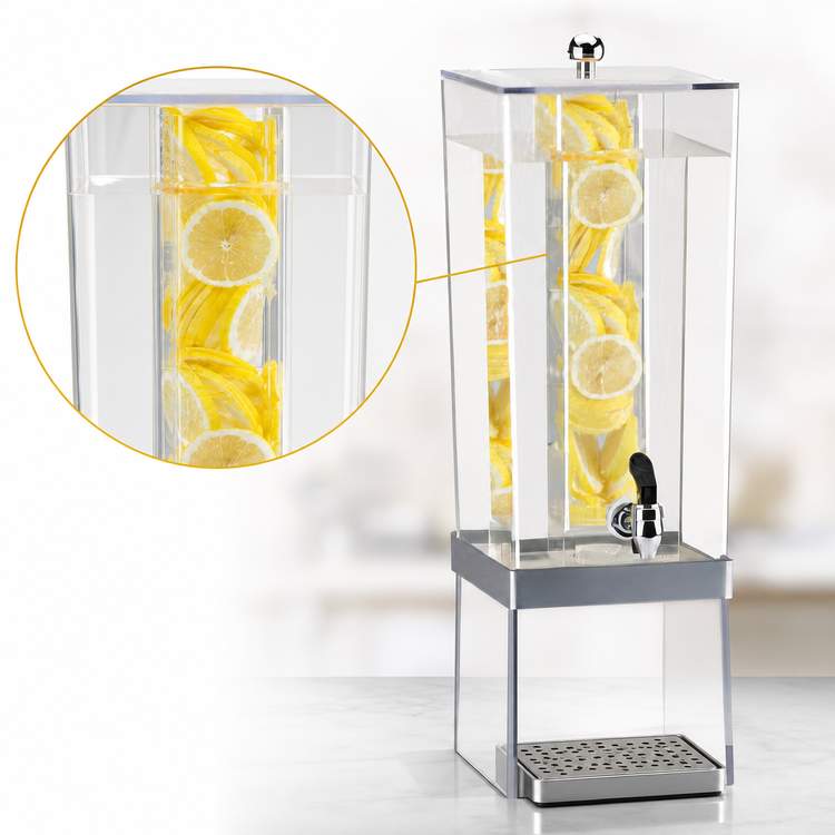 Product image #3 for Cal-Mil Econo Single 3-Gallon Beverage Dispenser with Infusion Chamber and Drip Tray