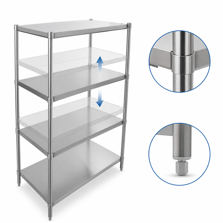 Product image #3 for John Boos SUS-183036-2 Stainless Steel Dry Storage Shelving Unit, 30 Inch x 18 Inch x 36 Inch, 2 Adjustable Shelves