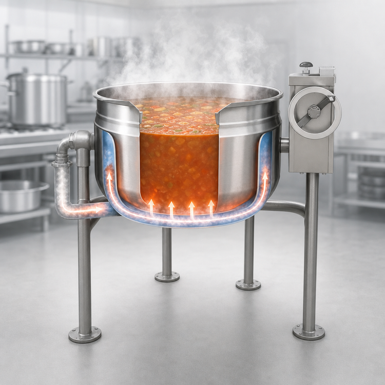 Product image #3 for Crown DLT-30F 30 Gallon Direct Steam Full Jacketed Tilting Kettle