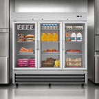 Thumbnail image #3 for Koolmore RIR-3D-GD Three-Section Glass Door Reach-In Refrigerator, 72 Cu. Ft., Bottom-Mount Self-Contained, Stainless Steel