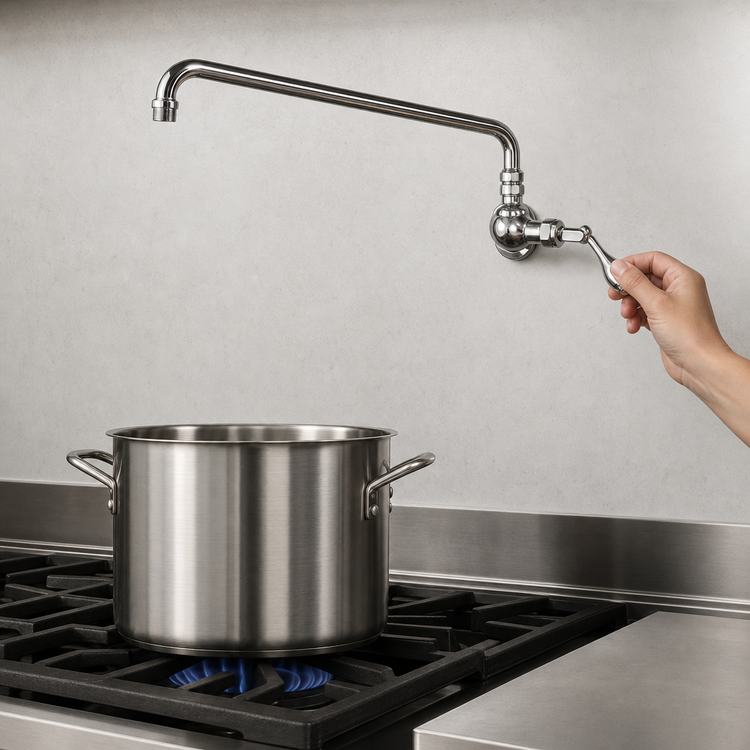 Product image #3 for Town Equipment 8-Inch Wall-Mount Manual Pot Filler Faucet with Wrist Handle