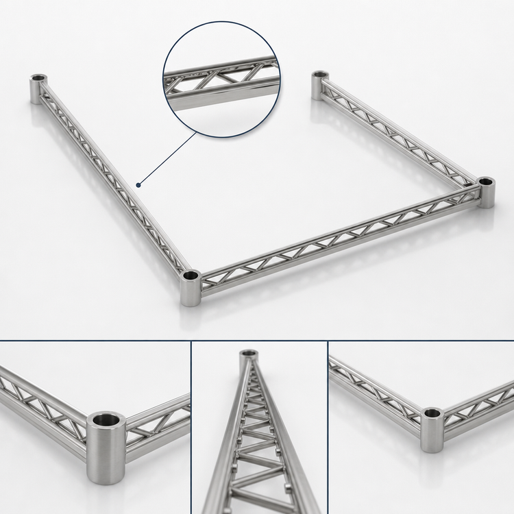 Product image #3 for Eagle Group 72 Inch W x 24 Inch D 3-Sided Double Truss Stainless Steel Cart Frame